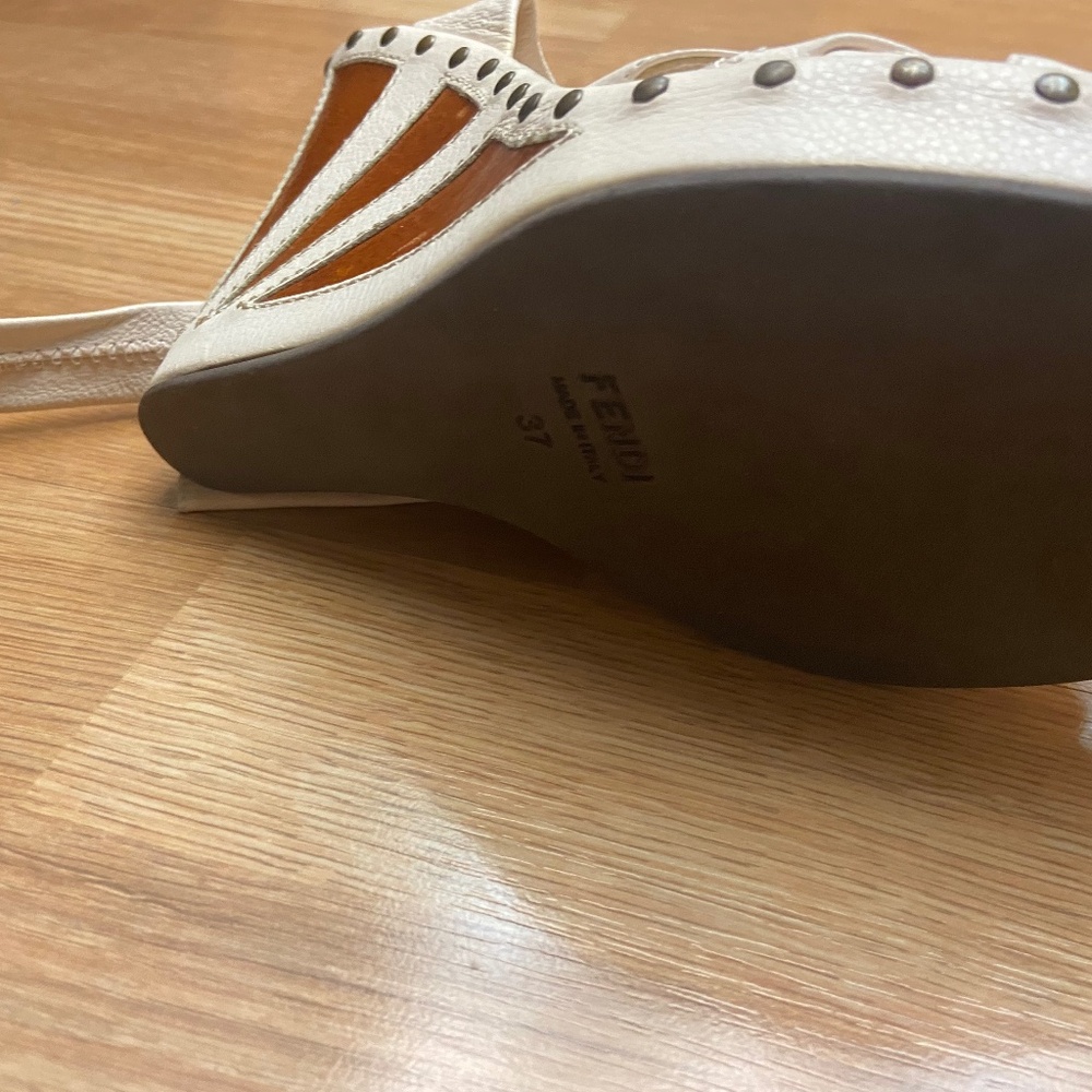 Fendi Size 37 (6.5) White Wedges/Heels